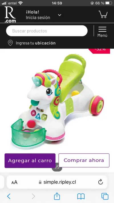 Andador unicornio infantil multicolor - miniatura 1