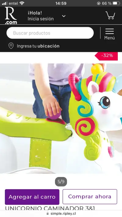 Andador unicornio infantil multicolor - miniatura 2