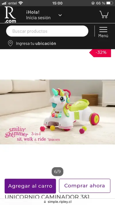 Andador unicornio infantil multicolor - miniatura 3