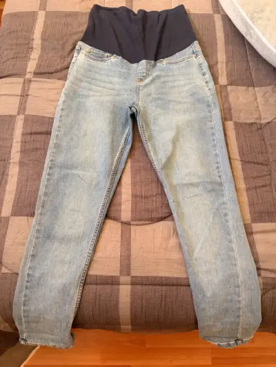 Jeans maternales azul claro y negro - miniatura 1