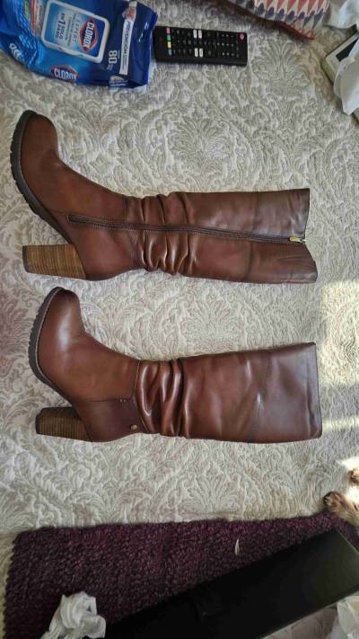 Botas largas de cuero marrón - miniatura 1