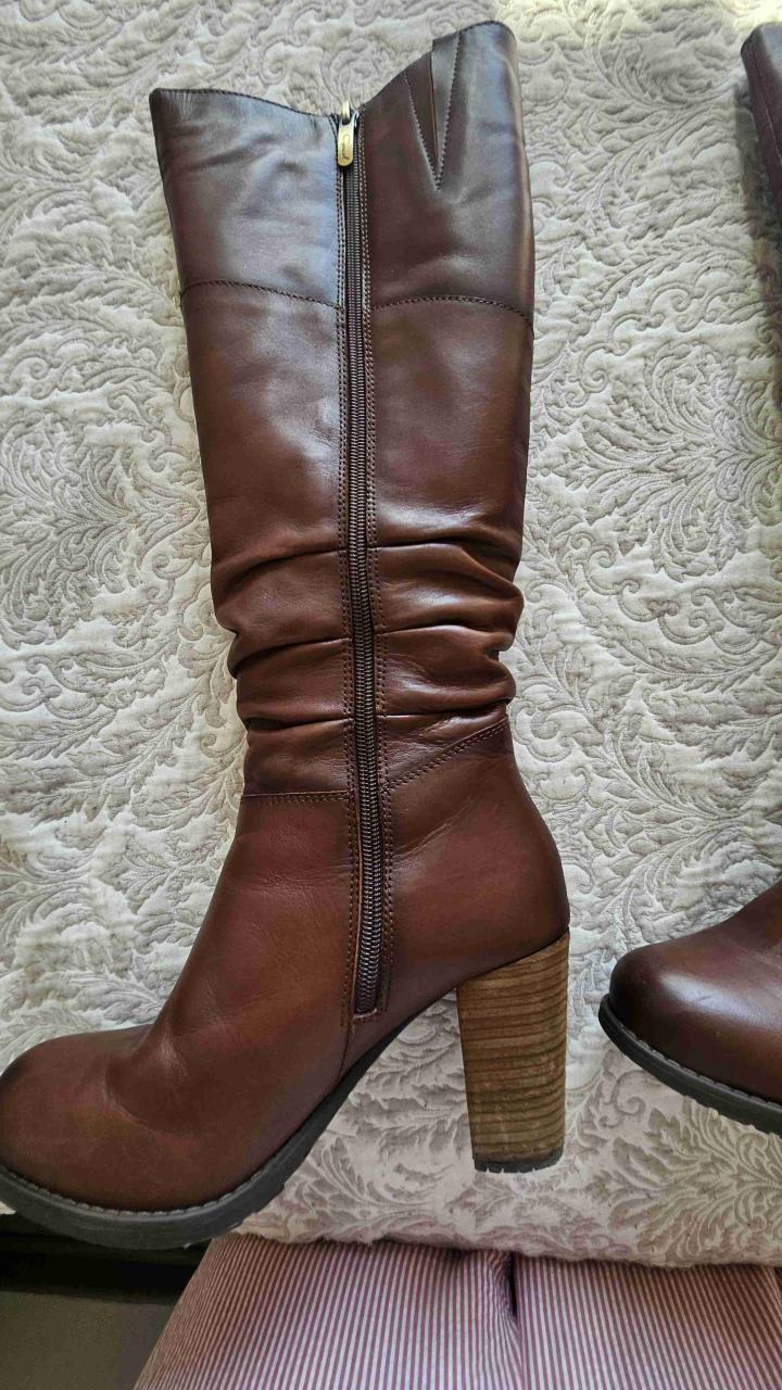 Botas largas de cuero marrón - 3