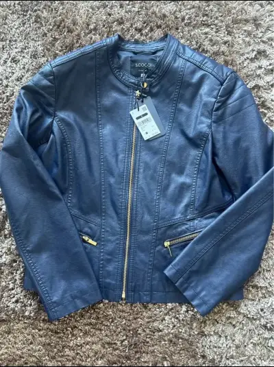 Chaqueta de cuero azul S.Coco - miniatura 1