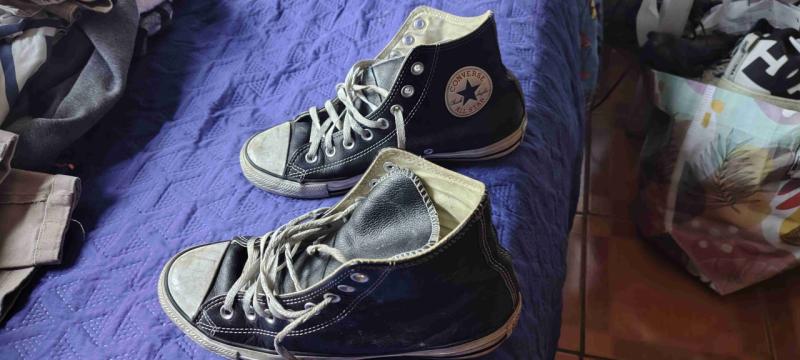 Zapatillas  negras Converse cuero - 3