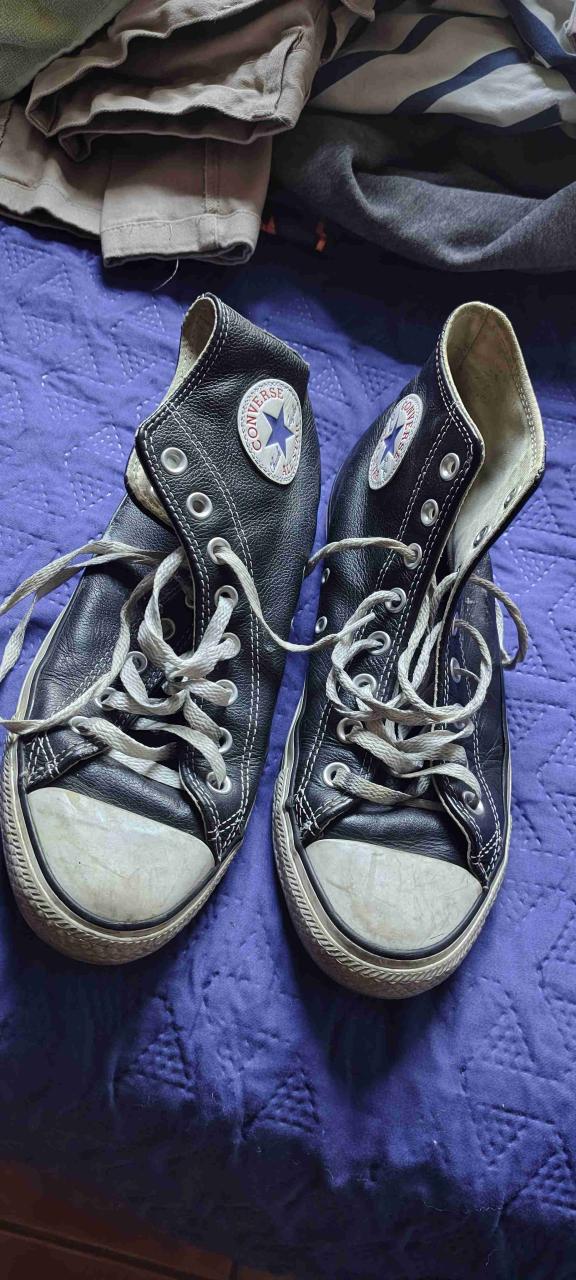 Zapatillas  negras Converse cuero - 5