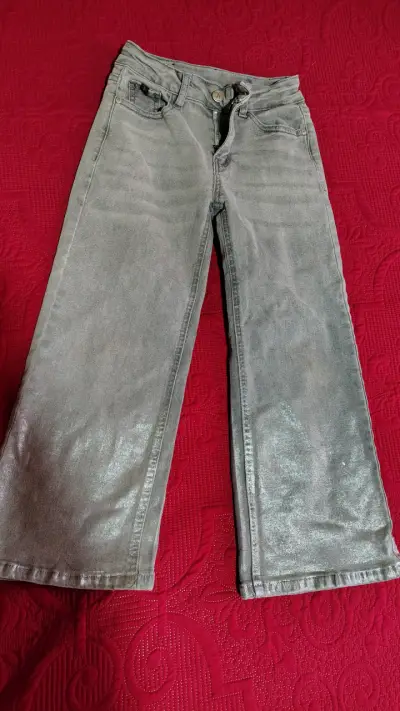 Jeans gris efecto metalizado talla 8, pillín - miniatura 1