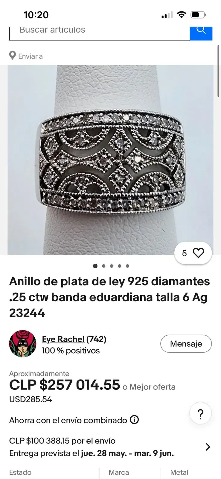 Anillo de plata con puntos de diamantes - 2