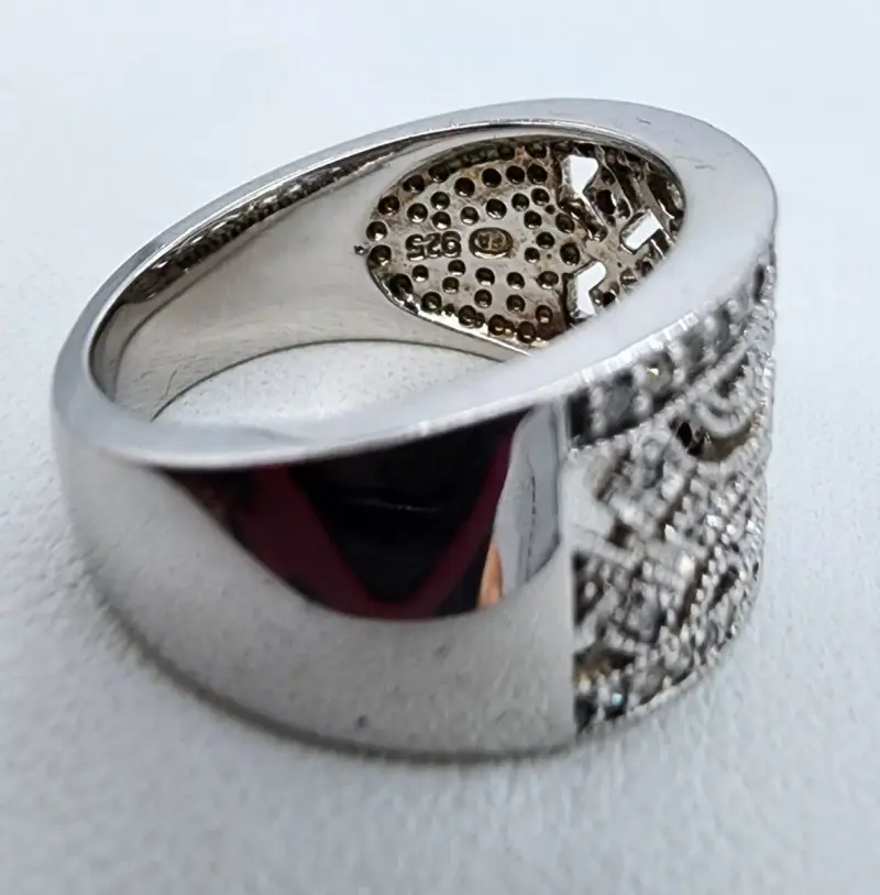 Anillo de plata con puntos de diamantes - 4