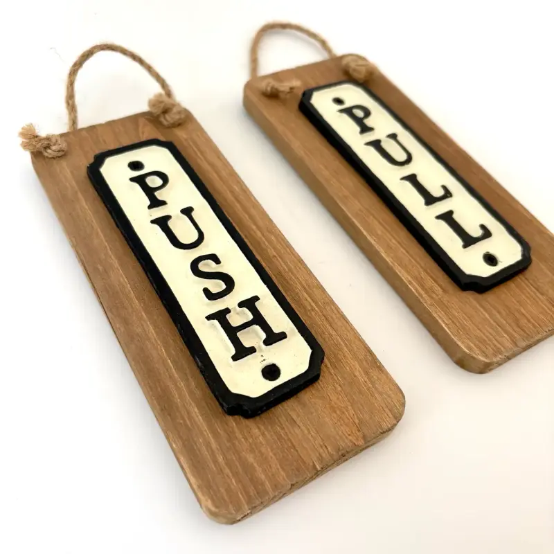 Letreros Push Pull de madera - 2
