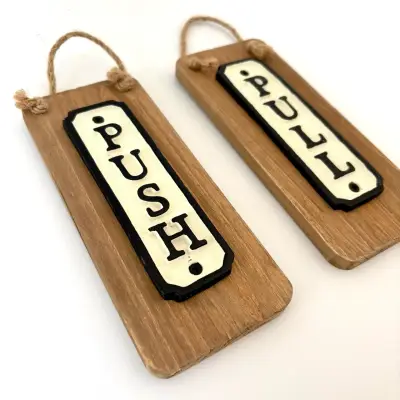 Letreros Push Pull de madera - miniatura 2