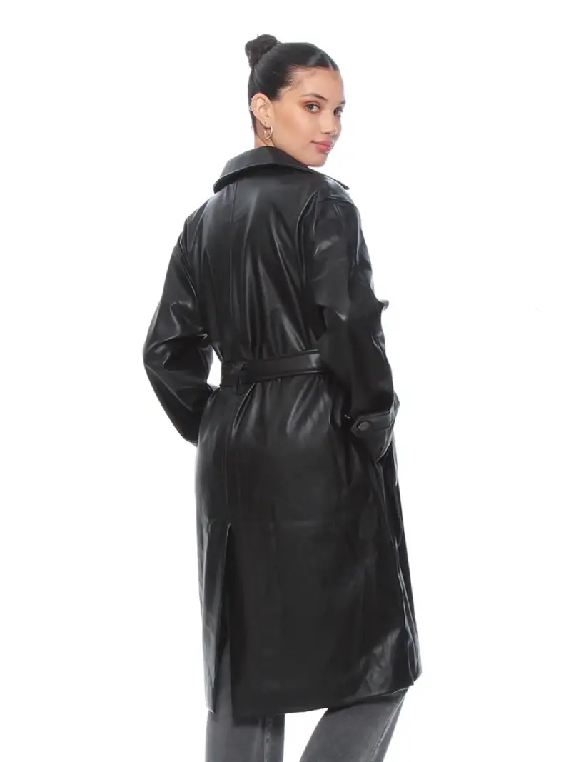 Abrigo negro de ecocuero Wados nuevo talla L - 2