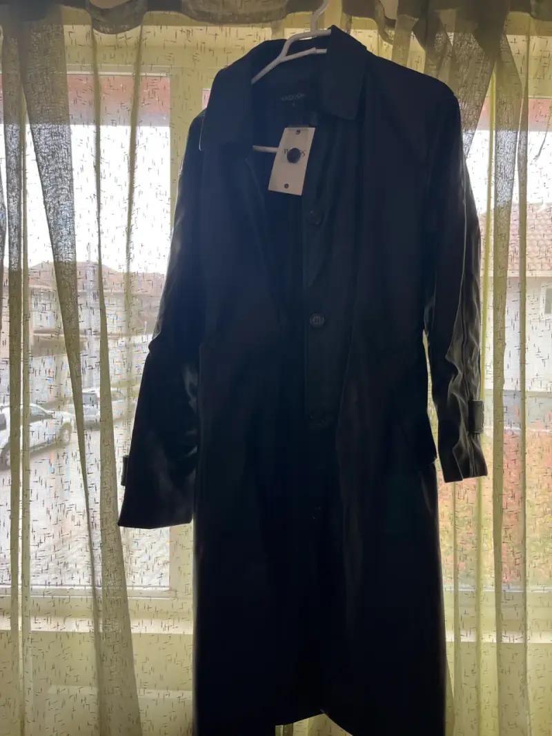 Abrigo negro de ecocuero Wados nuevo talla L - 4