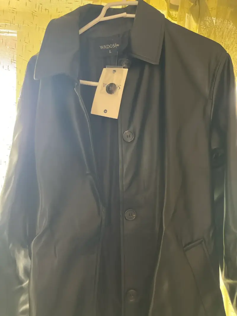 Abrigo negro de ecocuero Wados nuevo talla L - 5