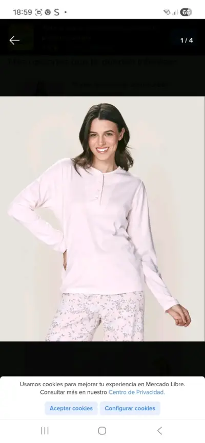 Pijama mujer blanco y gris - miniatura 1
