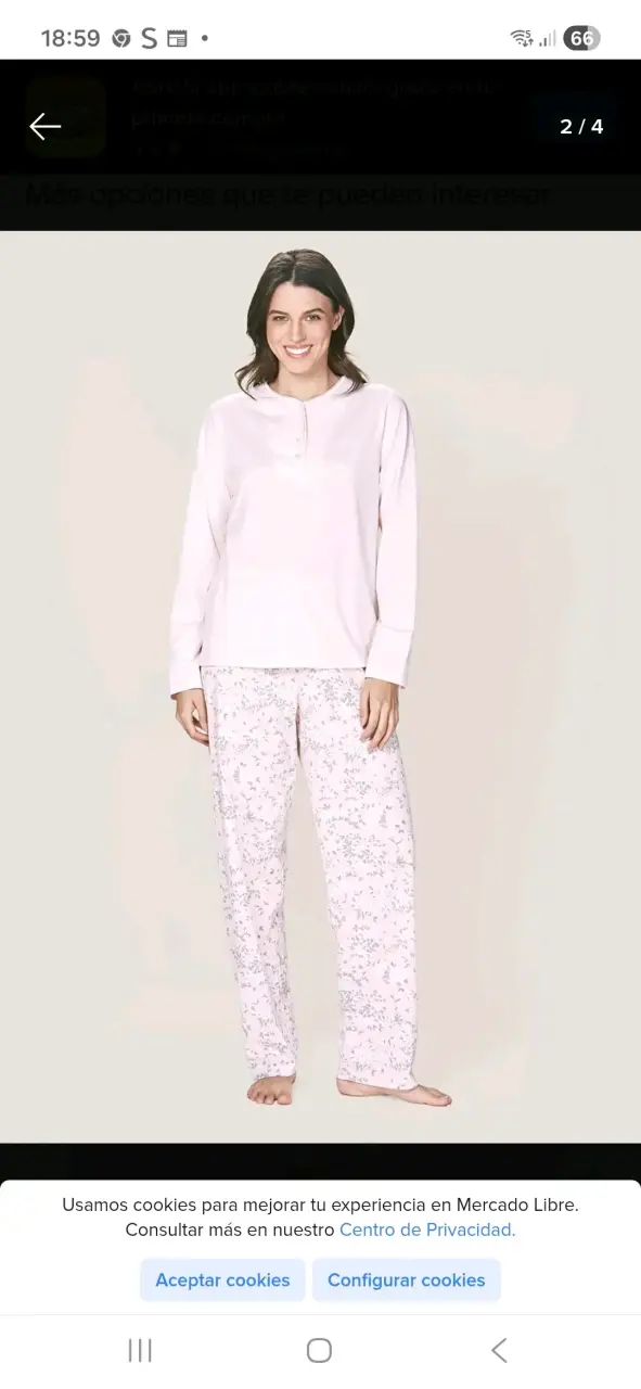 Pijama mujer blanco y gris - 3