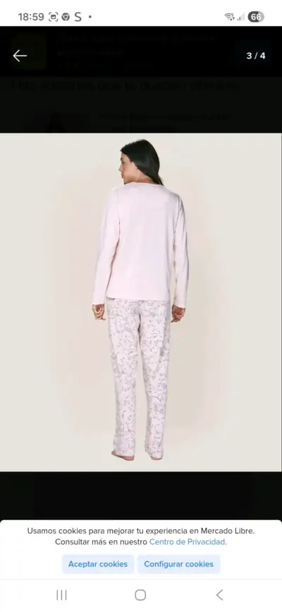 Pijama mujer blanco y gris - miniatura 4