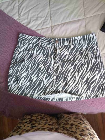Falda zebra en blanco y negro Mesclilla - miniatura 1