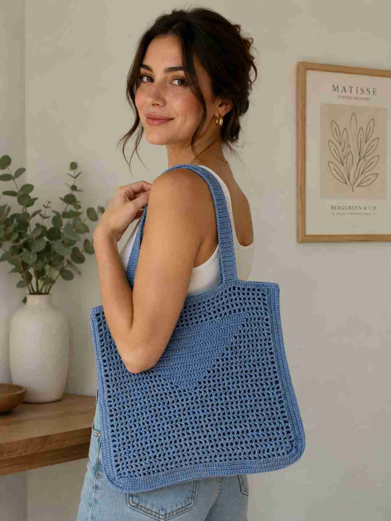 Bolso tejido azul