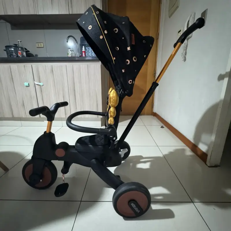 Triciclo infantil negro con toldo - 1