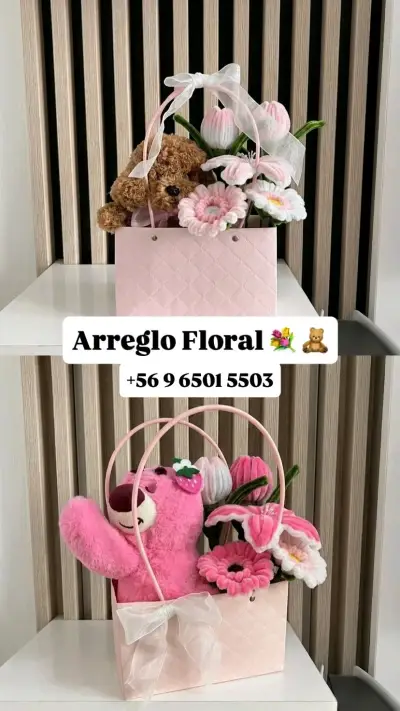 Arreglo floral con peluche - miniatura 1
