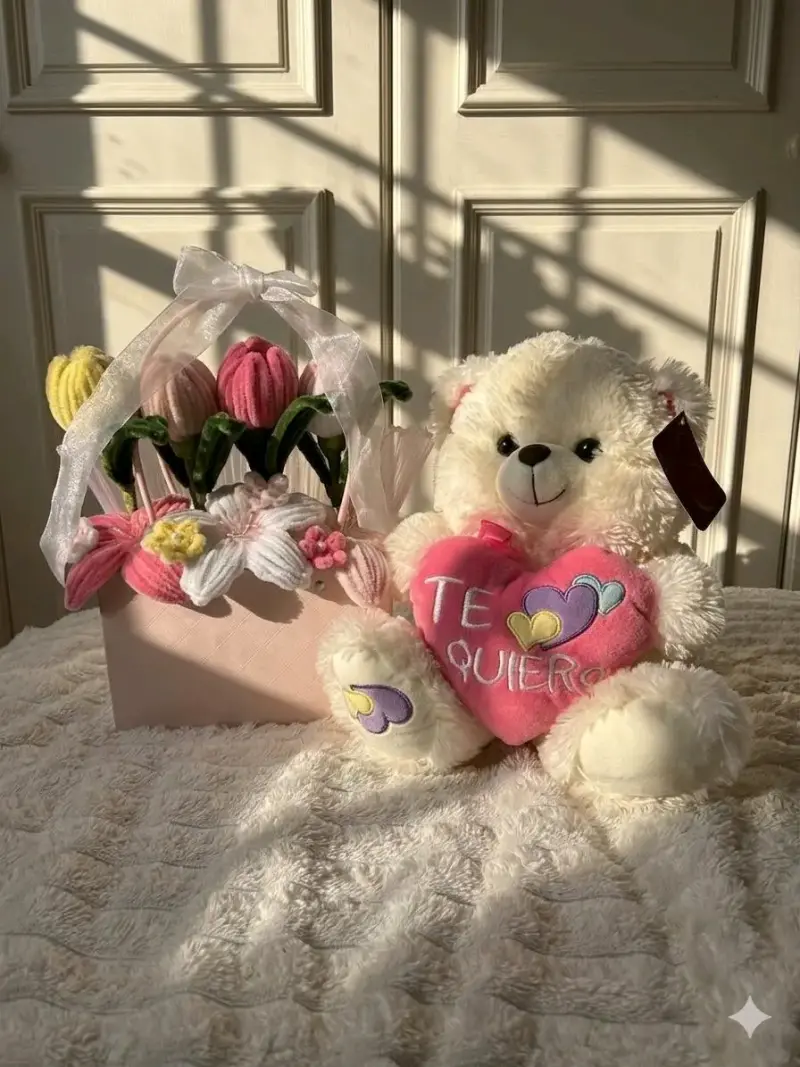 Arreglo floral con peluche - 4