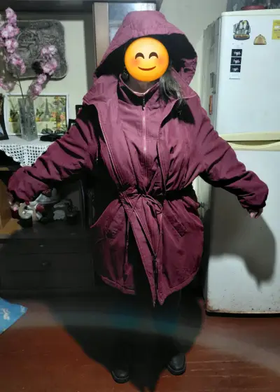 Parka impermeable color burdeo talla 3XL - miniatura 1