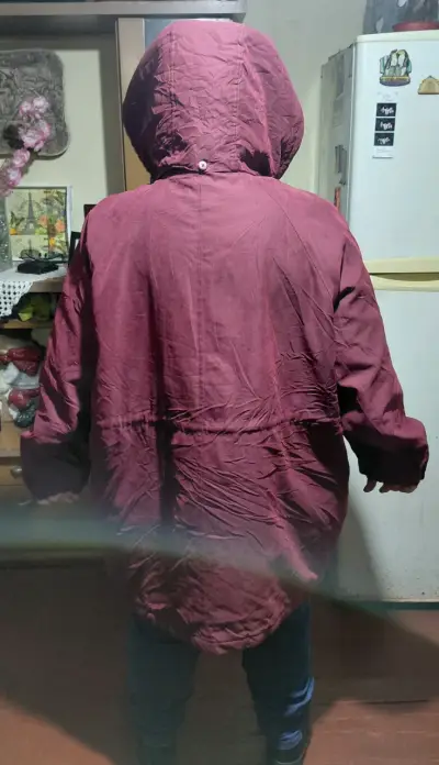 Parka impermeable color burdeo talla 3XL - miniatura 3