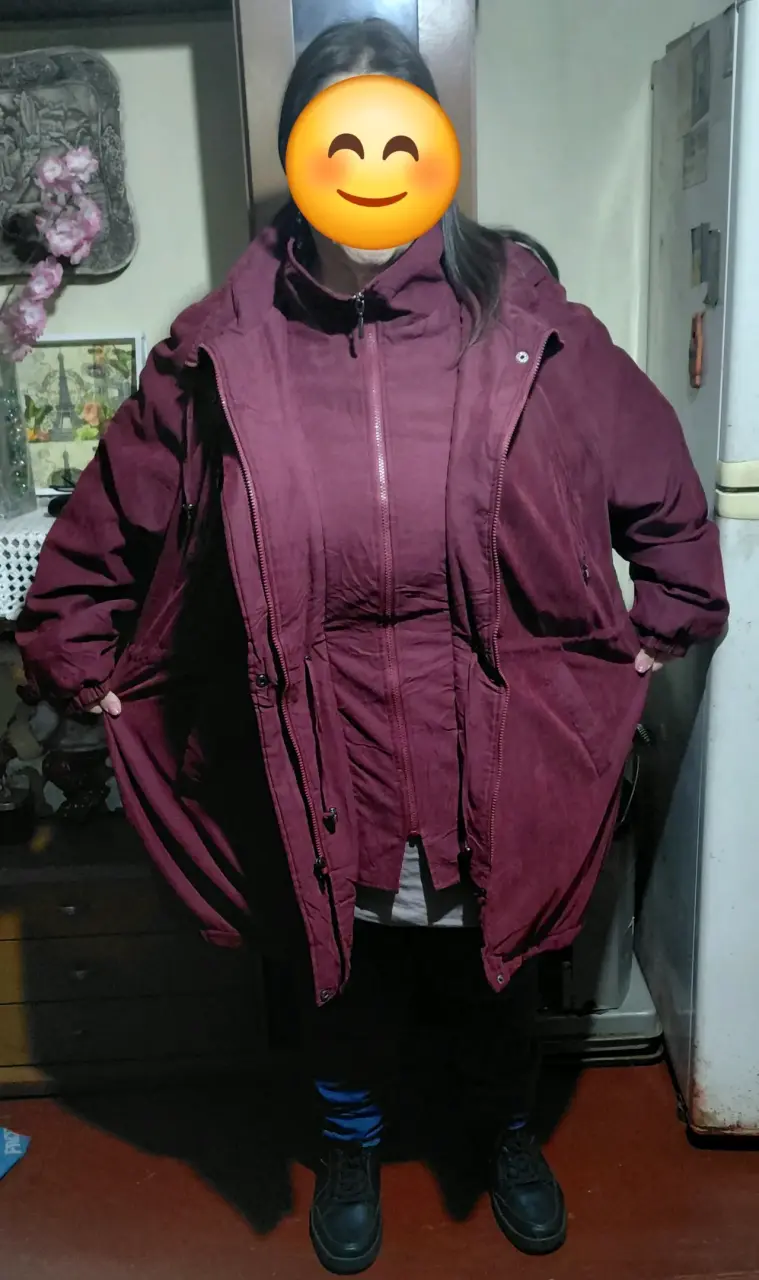 Parka impermeable color burdeo talla 3XL - 4
