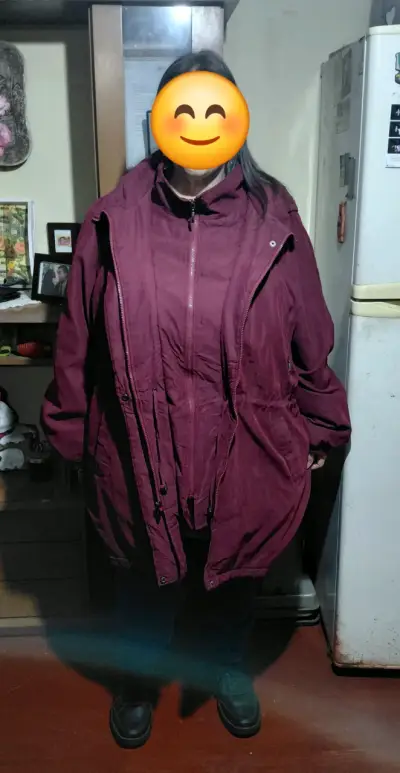 Parka impermeable color burdeo talla 3XL - miniatura 6