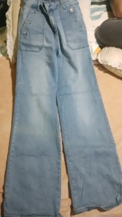 Jeans anchos celestes mujer - miniatura 1