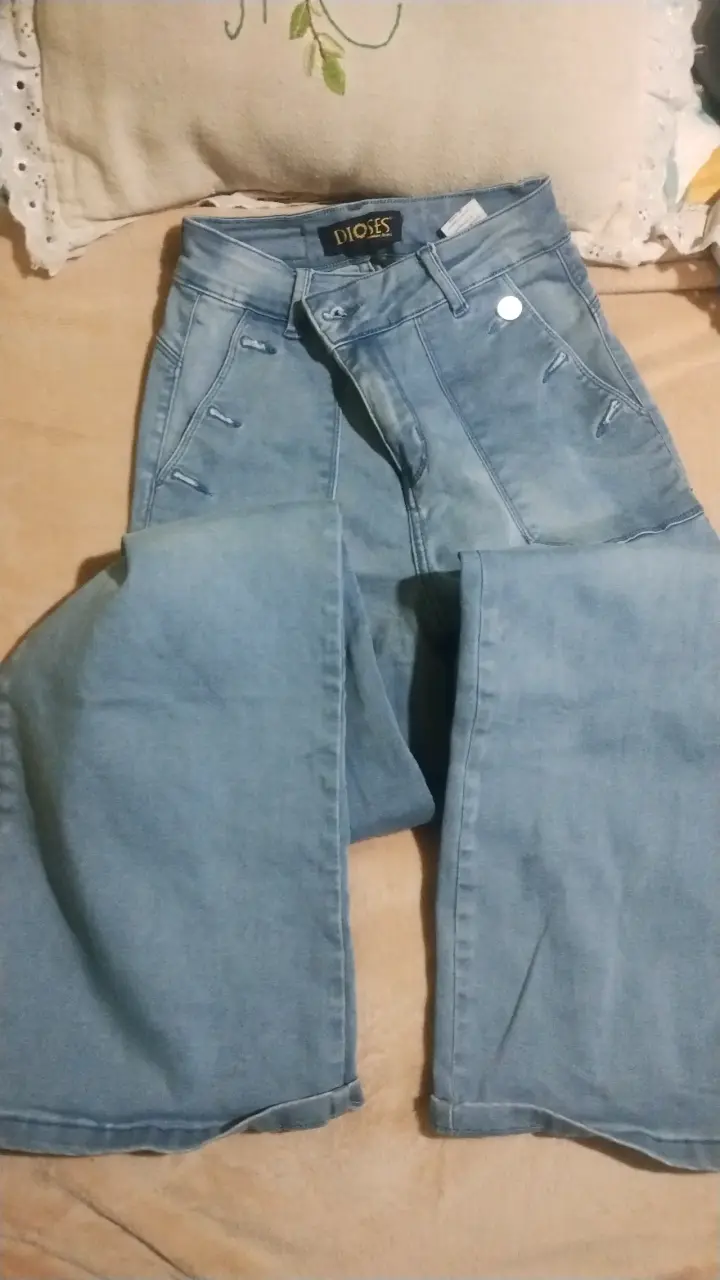 Jeans anchos celestes mujer - 2