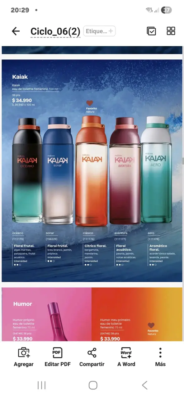 Eau de toilette femenino Kaiak 100ml