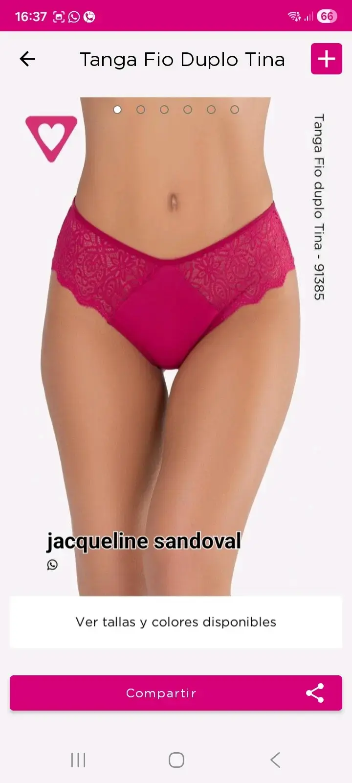 Tanga Fio Mabel roja encaje - 4