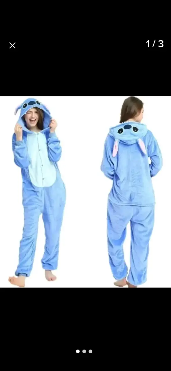 Pijama enterizo azul de peluche - 1