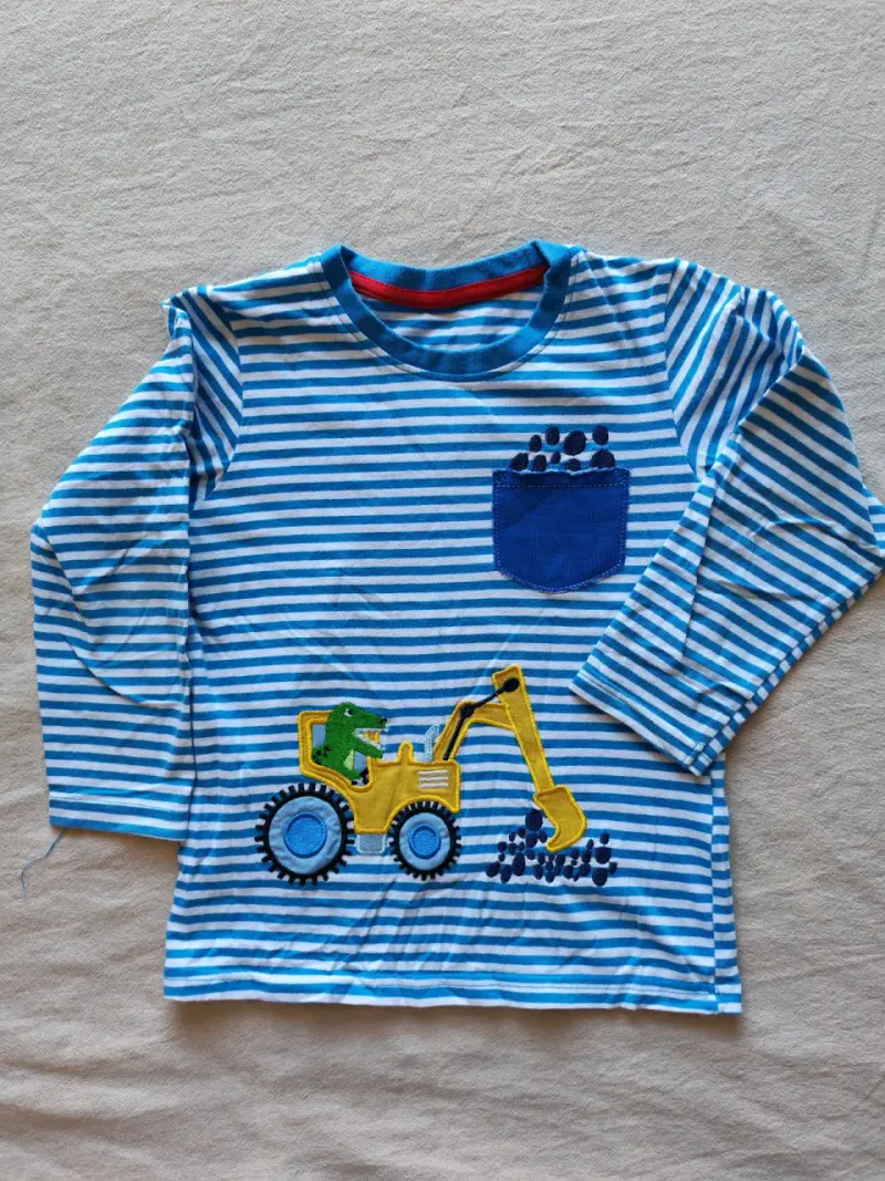 Polera rayada niño con excavadora - 1