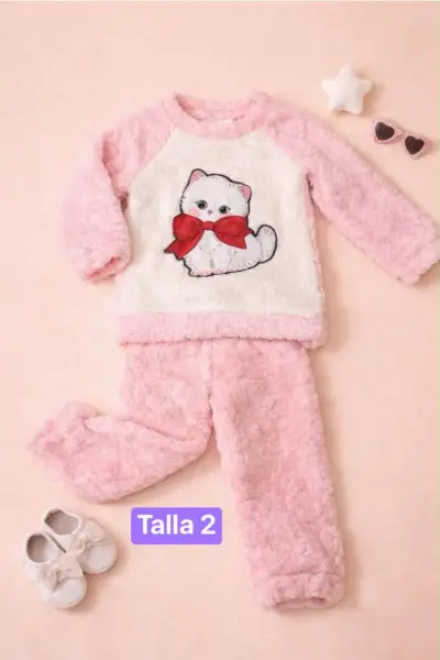 Pijama infantil peludo rosado - miniatura 1