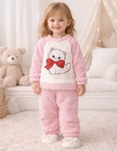 Pijama infantil peludo rosado - miniatura 2