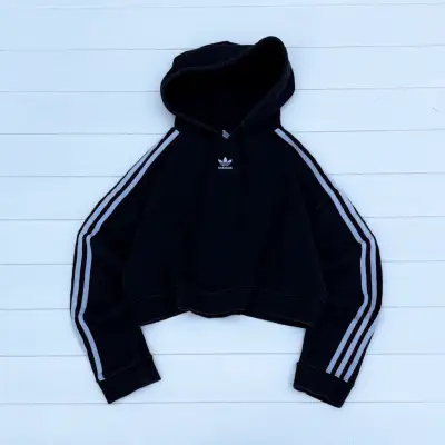 Polerón negro con capucha Adidas crop - miniatura 1