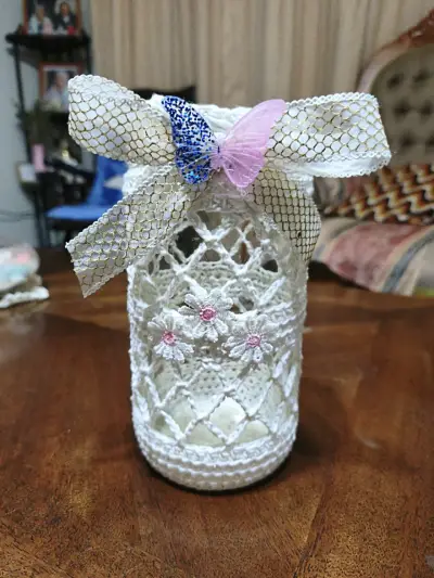 Frascos decorativo con crochet - miniatura 1