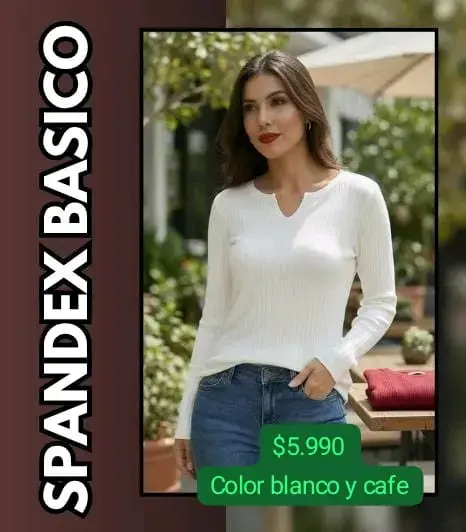 Polera de spandex blanco y café - 1