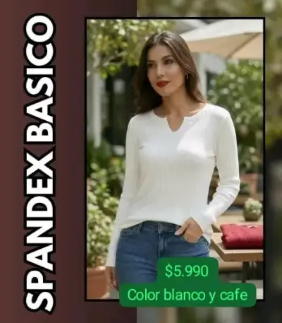 Polera de spandex blanco y café - miniatura 1