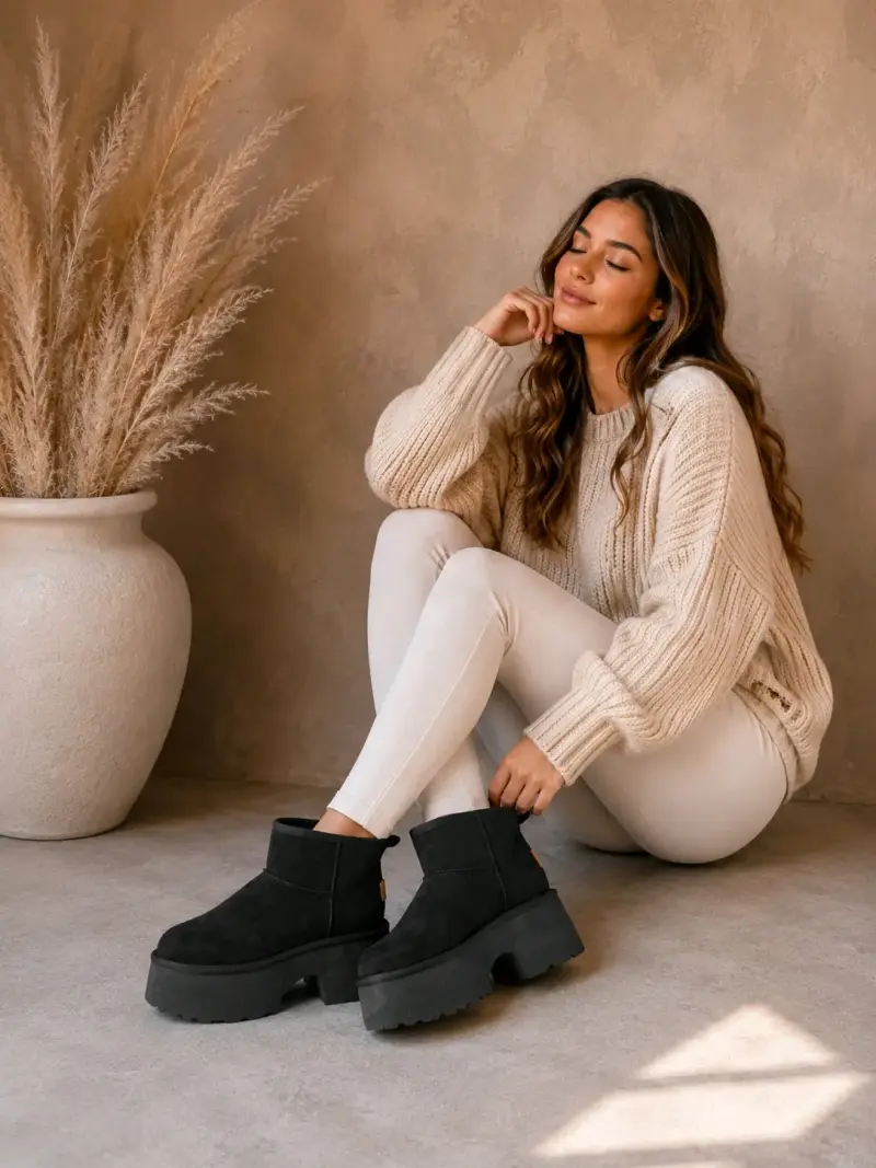 Botas con chiporro camel y negro - 2