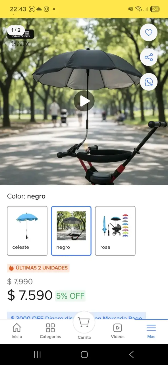 Paraguas para coche negro
