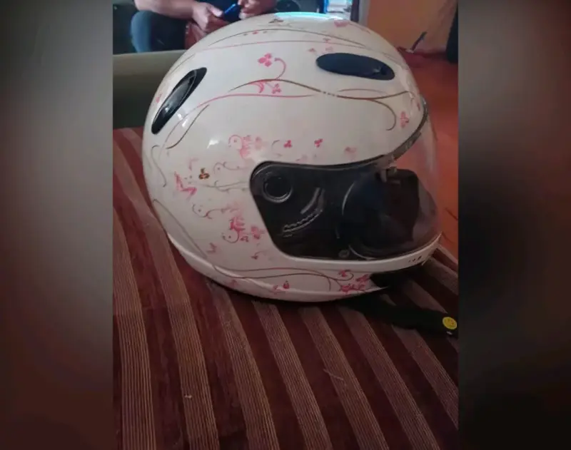Casco de moto blanco floral - 1