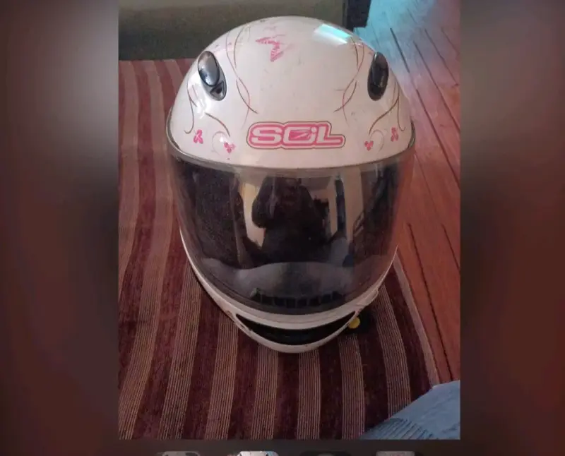 Casco de moto blanco floral - 4
