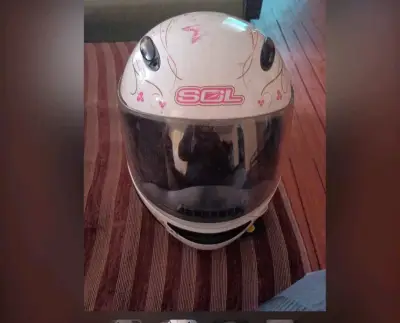Casco de moto blanco floral - miniatura 4