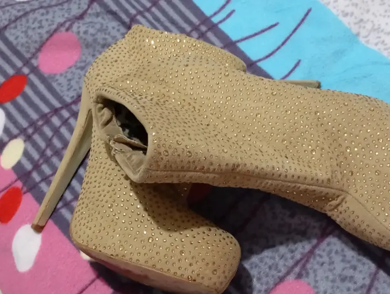 Botines de taco alto con brillo - 4