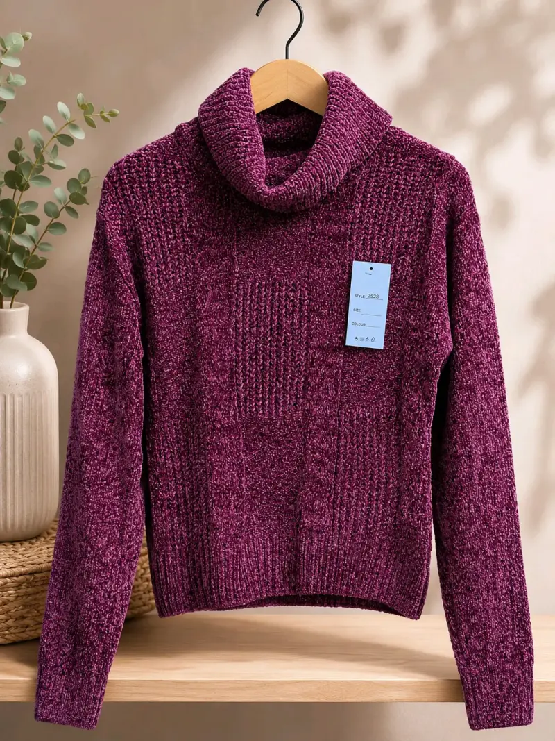Suéter morado cuello alto - 1