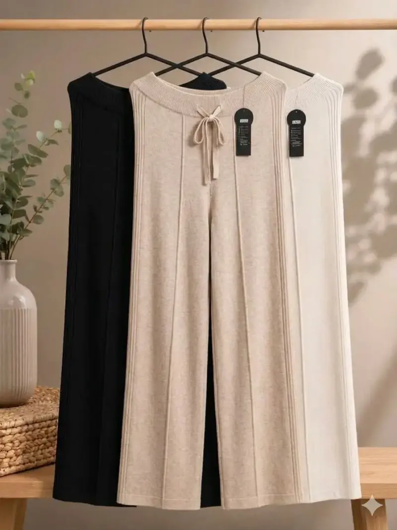 Pantalones palazzo color beige - 1