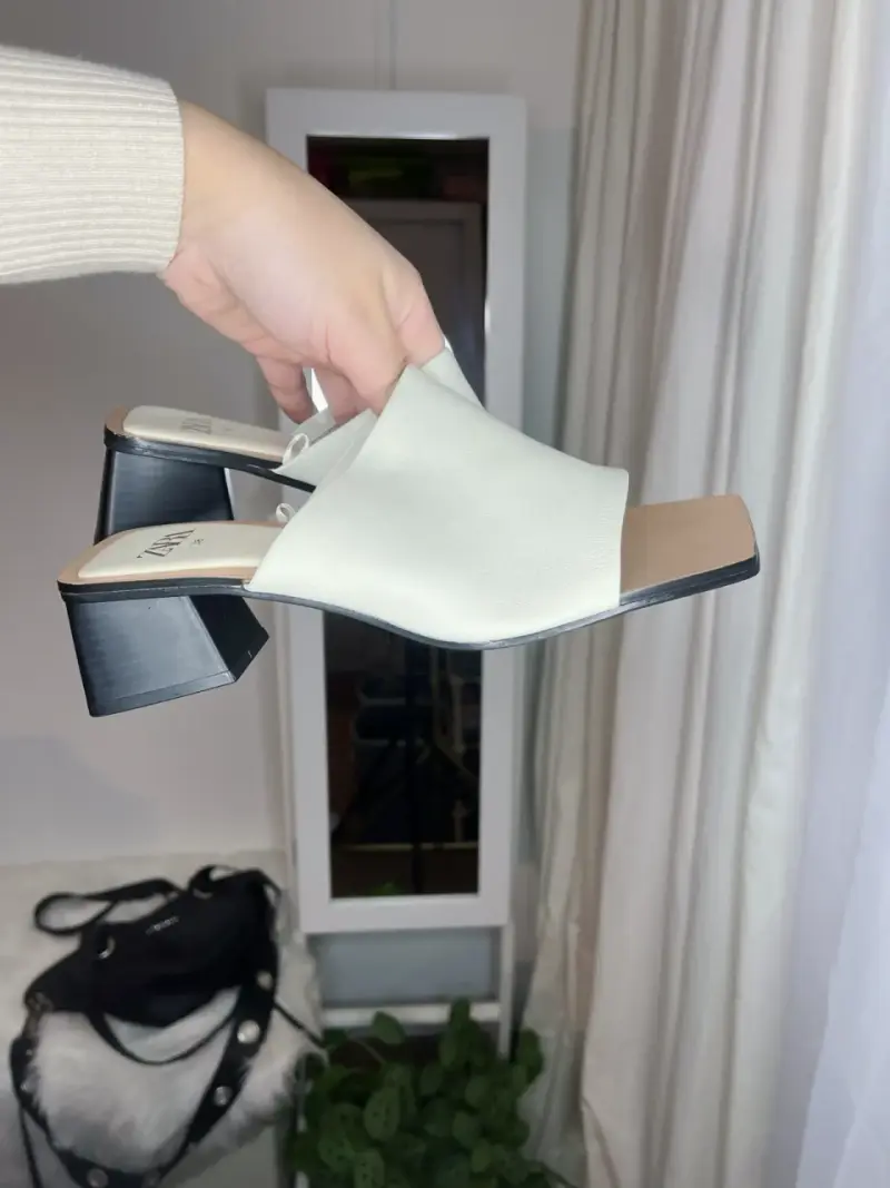 Sandalias blancas ZARA con taco talla 38 nuevas - 3